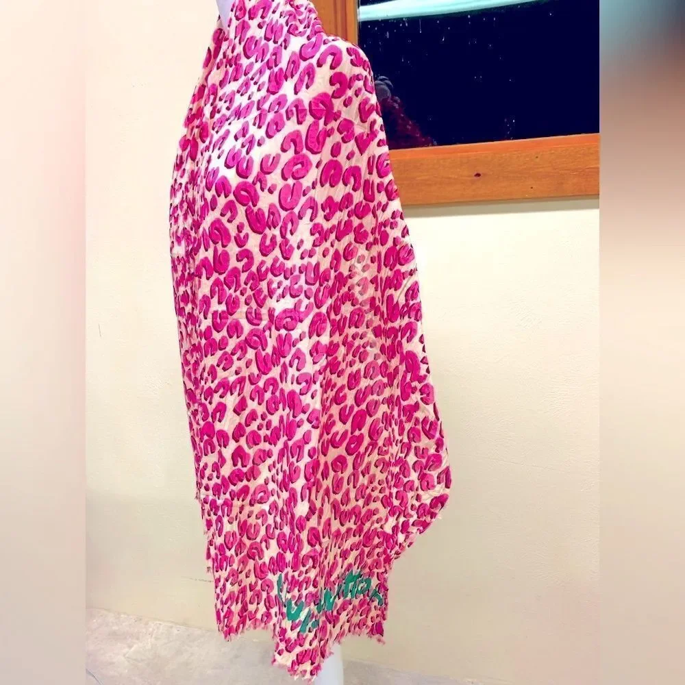 Auth Louis Vuitton Pink Lepord Print Limited Edition Stephen Sprouse Wrap Scarf